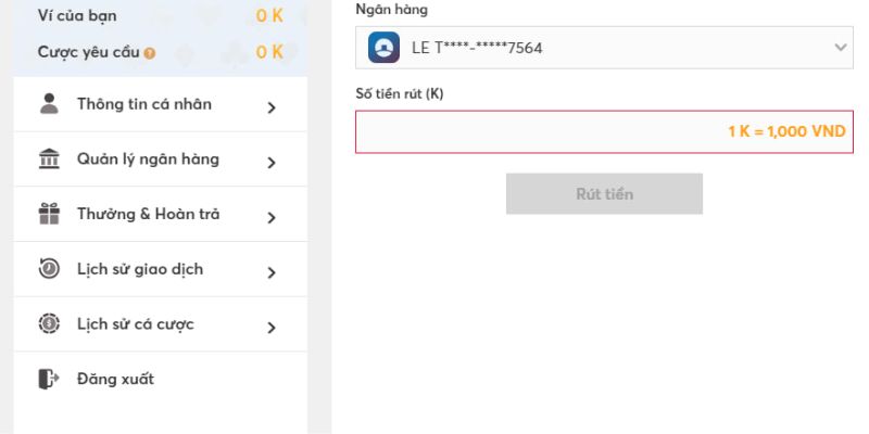 Bước 3: Nhập số lượng sẽ rút