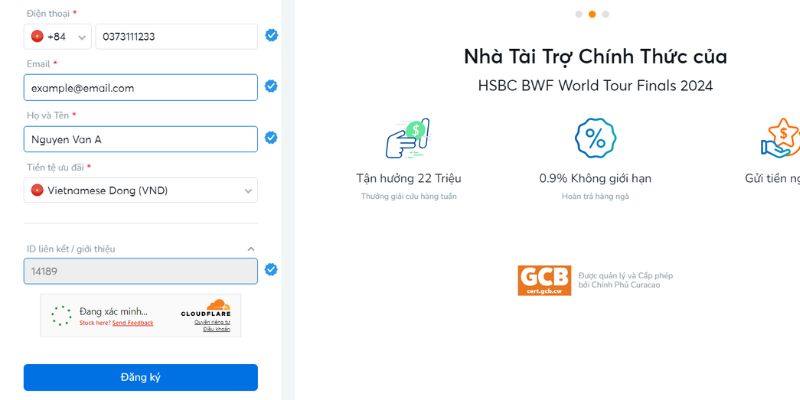 Bước 3: Kiểm tra lại tất cả thông tin và nhấp vào nút đăng ký